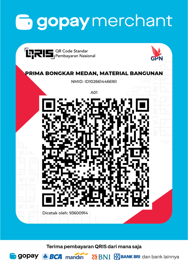 QRIS GoPay Merchant atas nama PRIMA BONGKAR MEDAN, MATERIAL BANGUNAN